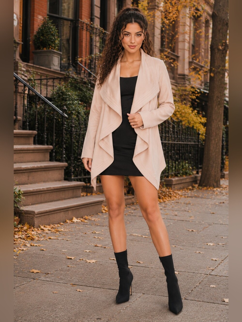 Venus Blush Waterfall Jacket XS Open Front Draped Cascade Collar Layering